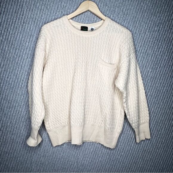 Vintage‎ Abercrombie & Fitch Sweater 100% Merino Wool Made In Italy Cream Large - Picture 1 of 16